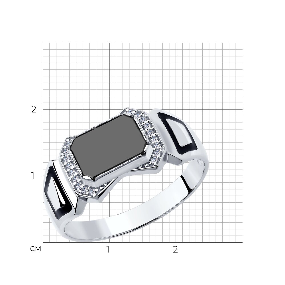 Серебряное кольцо SOKOLOV с фианитом, эмалью и шпинелью