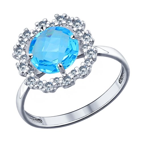 Серебряное кольцо SOKOLOV с фианитом и ювелирным кристаллом