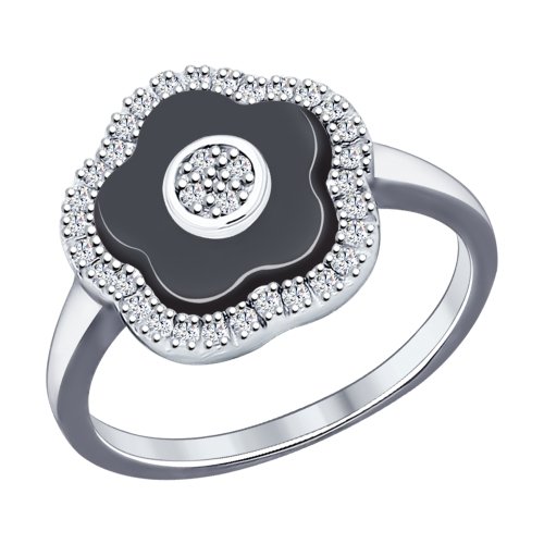 Серебряное кольцо SOKOLOV с фианитом и керамикой