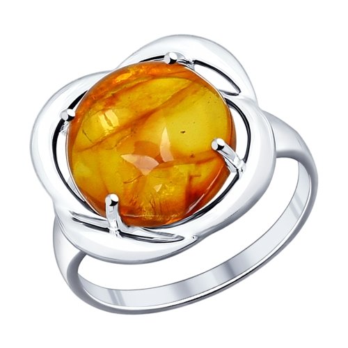 Серебряное кольцо SOKOLOV с янтарём