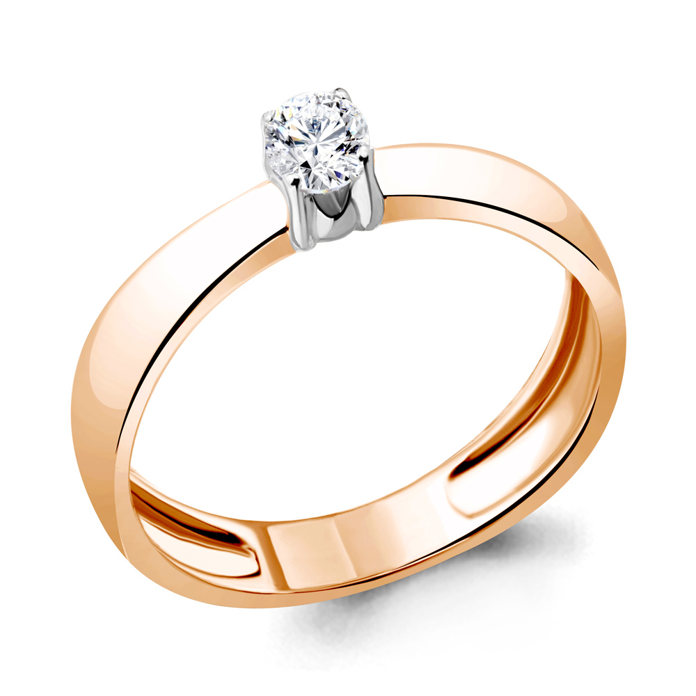 Золотое помолвочное кольцо AQUAMARINE с бриллиантом