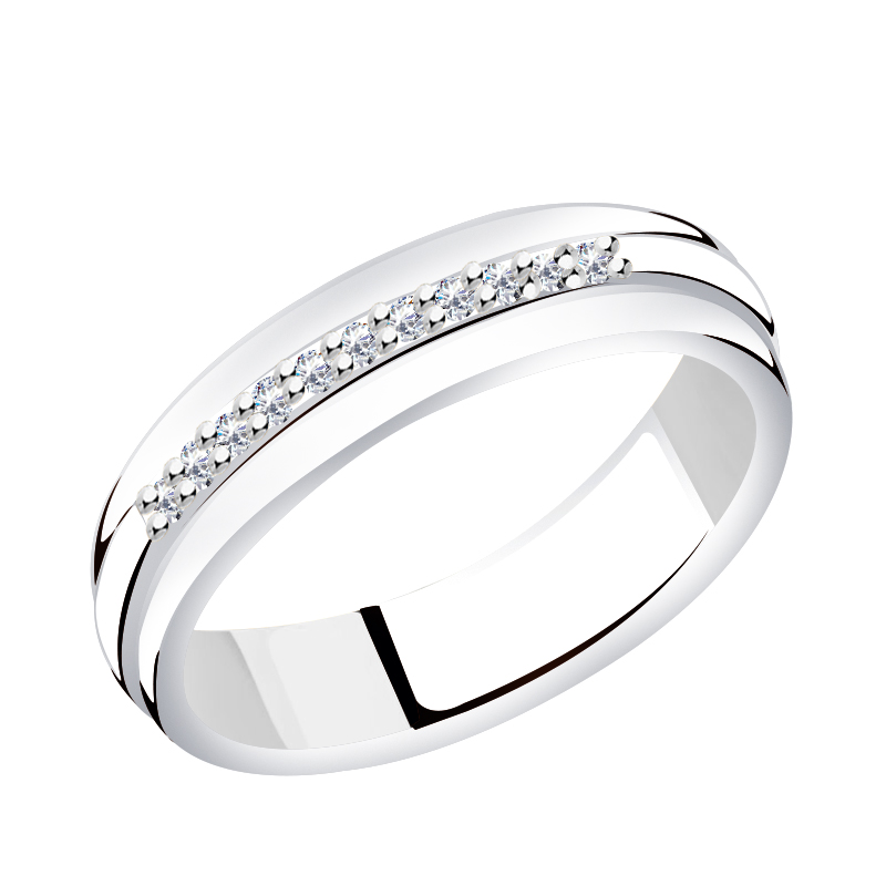 Кольцо из белого золота AQUAMARINE с бриллиантом