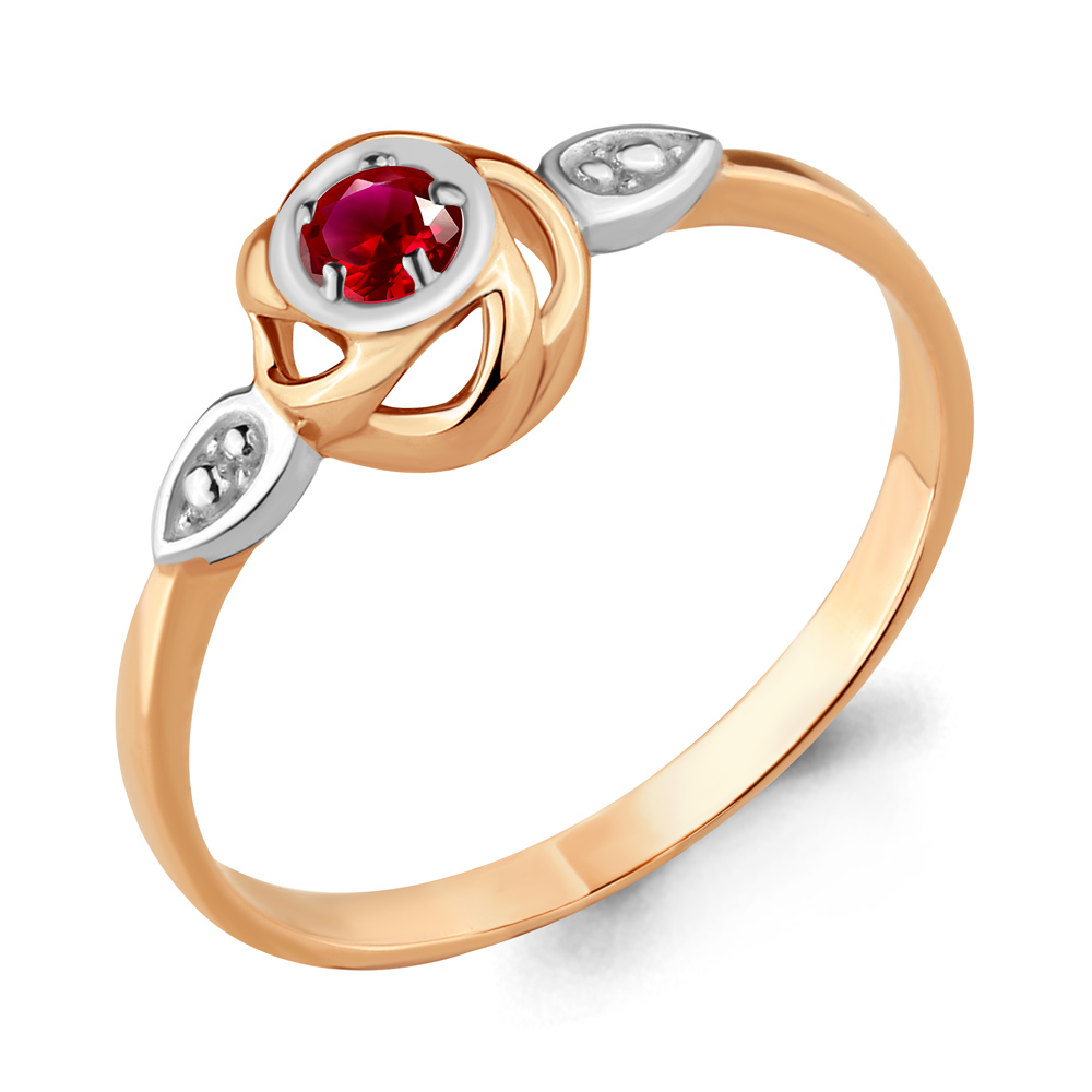 Золотое кольцо AQUAMARINE с рубином