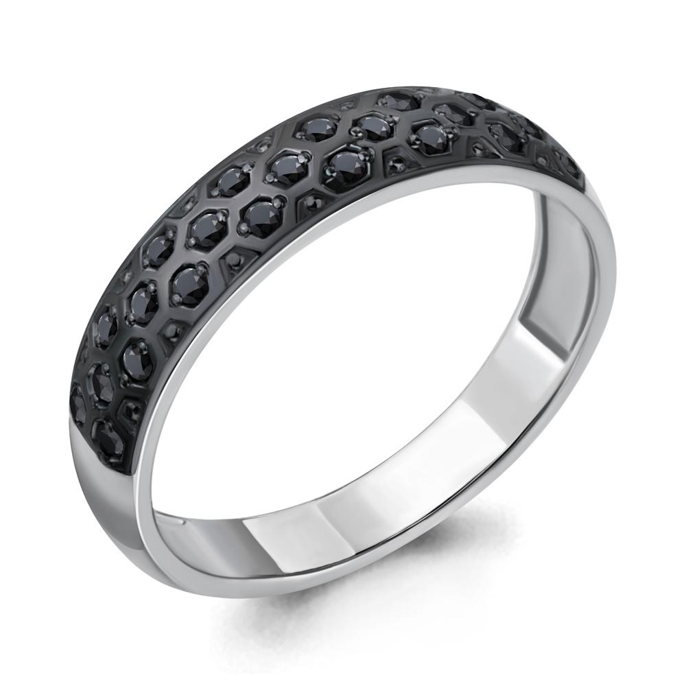 Кольцо из белого золота AQUAMARINE с чёрным бриллиантом