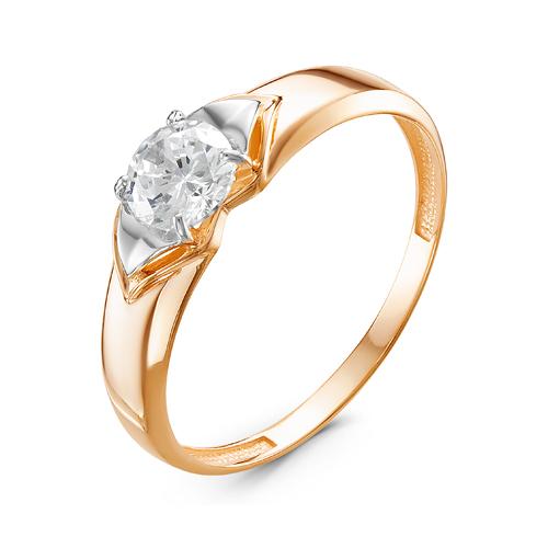 Золотое помолвочное кольцо КЮЗ Del'ta с фианитом