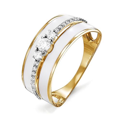 Золотое кольцо КЮЗ Del'ta с фианитом и эмалью