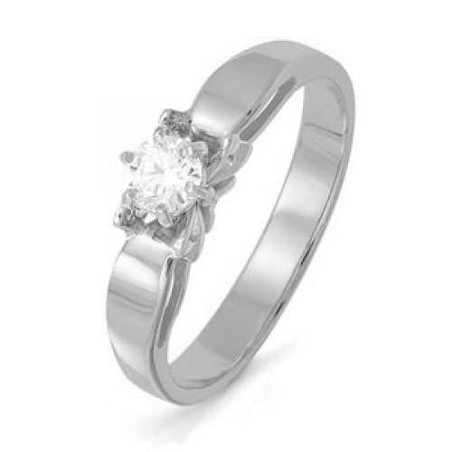 Помолвочное кольцо из белого золота КЮЗ Del'ta с бриллиантом