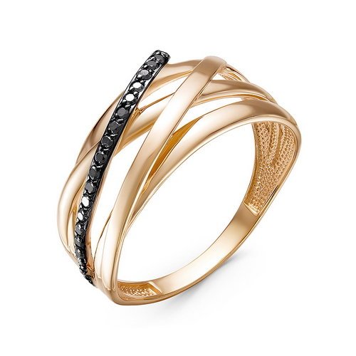 Золотое кольцо КЮЗ Del'ta с чёрным бриллиантом