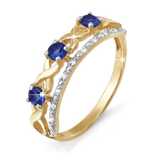 Золотое кольцо КЮЗ Del'ta с бриллиантом и сапфиром