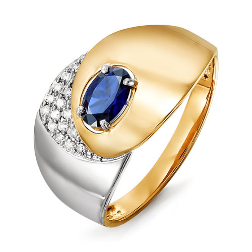 Золотое кольцо КЮЗ Del'ta с бриллиантом и сапфировым корундом