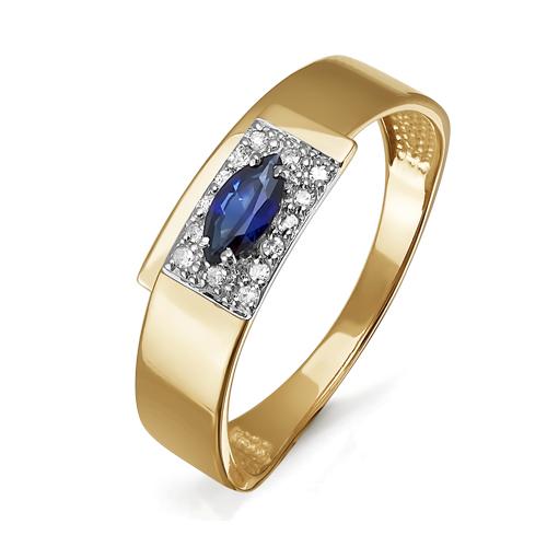 Золотое кольцо КЮЗ Del'ta с бриллиантом и сапфировым корундом