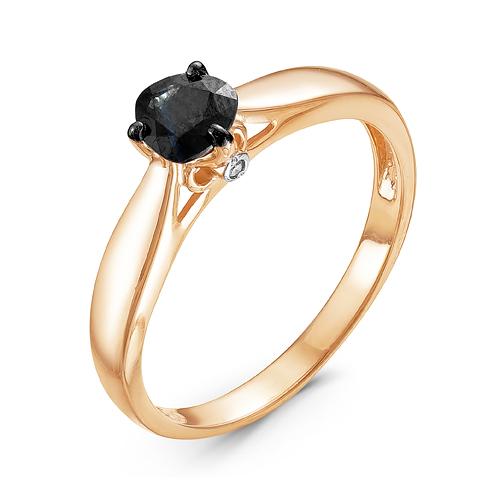 Золотое кольцо КЮЗ Del'ta с бриллиантом и гидротермальным сапфиром