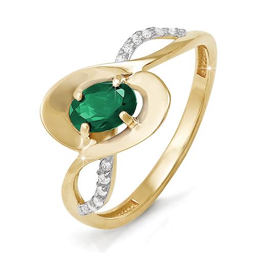 Золотое кольцо КЮЗ Del'ta с бриллиантом и изумрудом