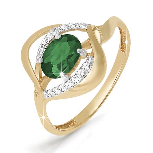 Золотое кольцо КЮЗ Del'ta с бриллиантом и изумрудом