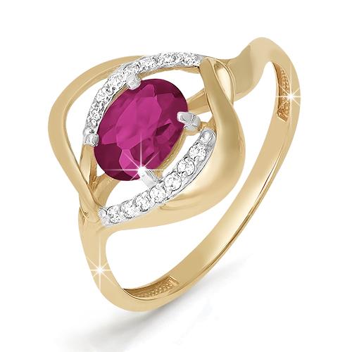 Золотое кольцо КЮЗ Del'ta с бриллиантом и рубином