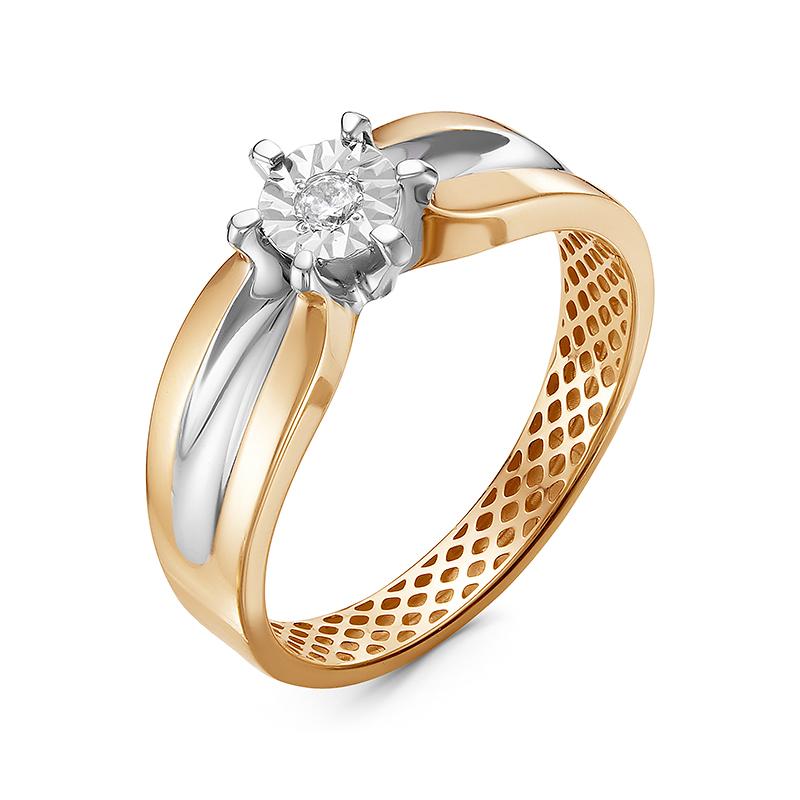 Золотое кольцо КЮЗ Del'ta с бриллиантом