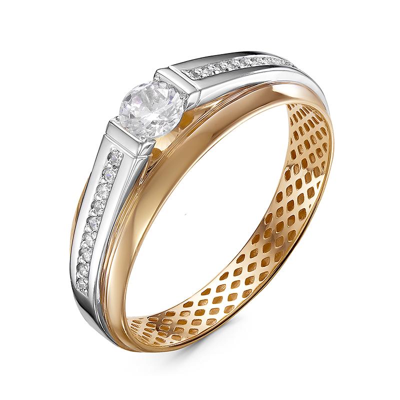 Золотое помолвочное кольцо КЮЗ Del'ta с фианитом