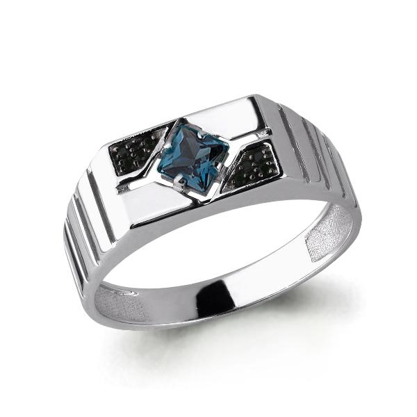 Серебряное кольцо AQUAMARINE с Лондон топазом и ювелирным кристаллом
