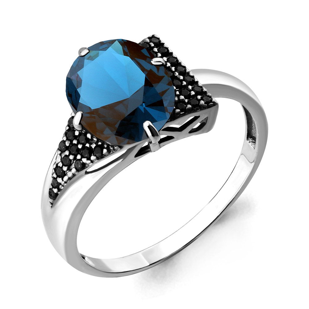 Серебряное кольцо AQUAMARINE с Лондон топазом и ювелирным кристаллом