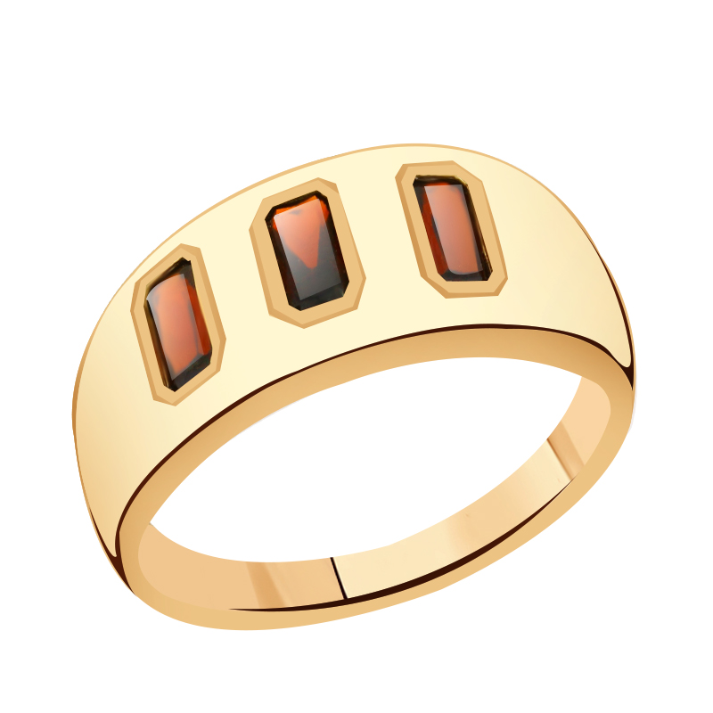 Золотое кольцо Гиалит с гранатом