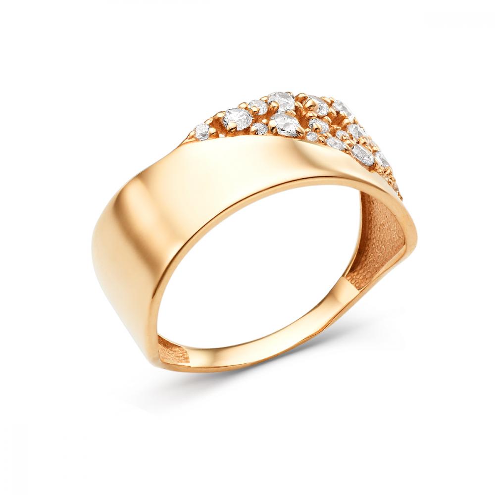 Золотое кольцо Гиалит с фианитом