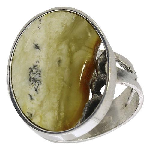Серебряное кольцо Янтарная волна с янтарём