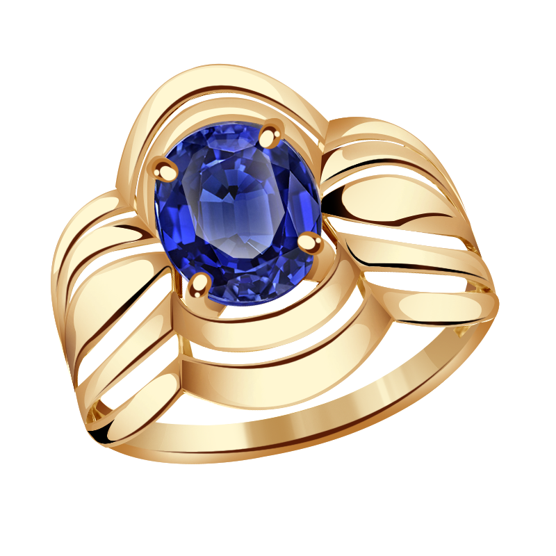 Золотое кольцо Александра с гидротермальным сапфиром