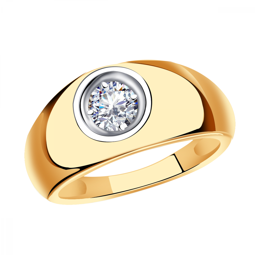 Золотое помолвочное кольцо Александра с фианитом