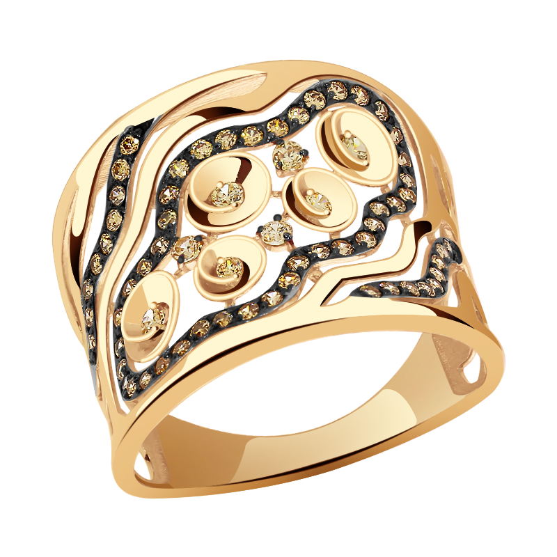 Золотое кольцо Александра с фианитом