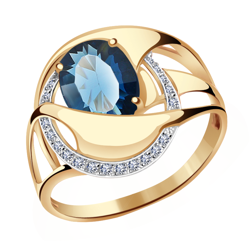 Золотое кольцо Александра с фианитом и ситаллом