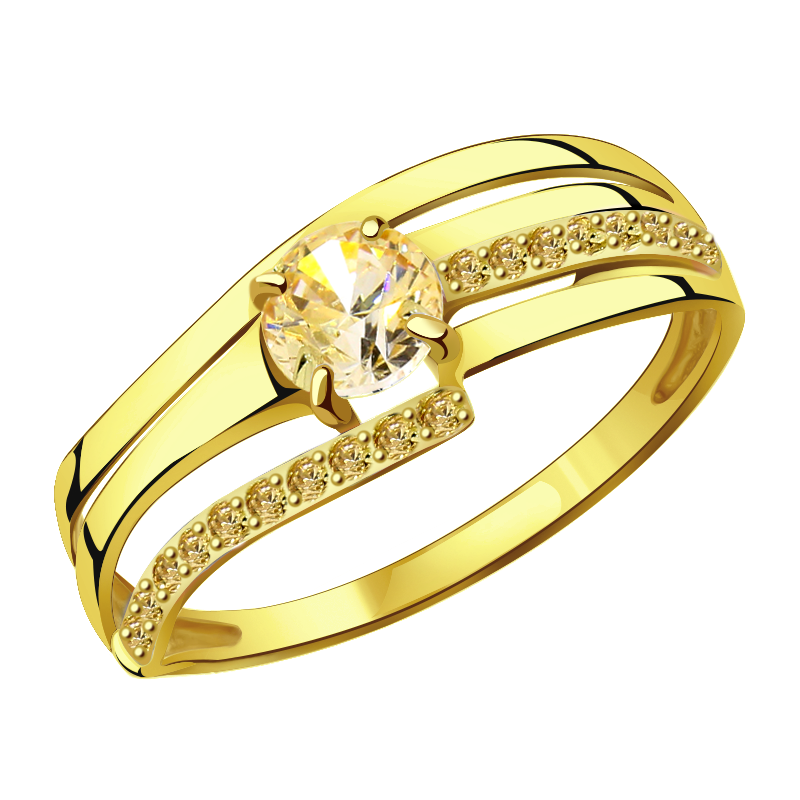Кольцо из лимонного золота Александра с Swarovski