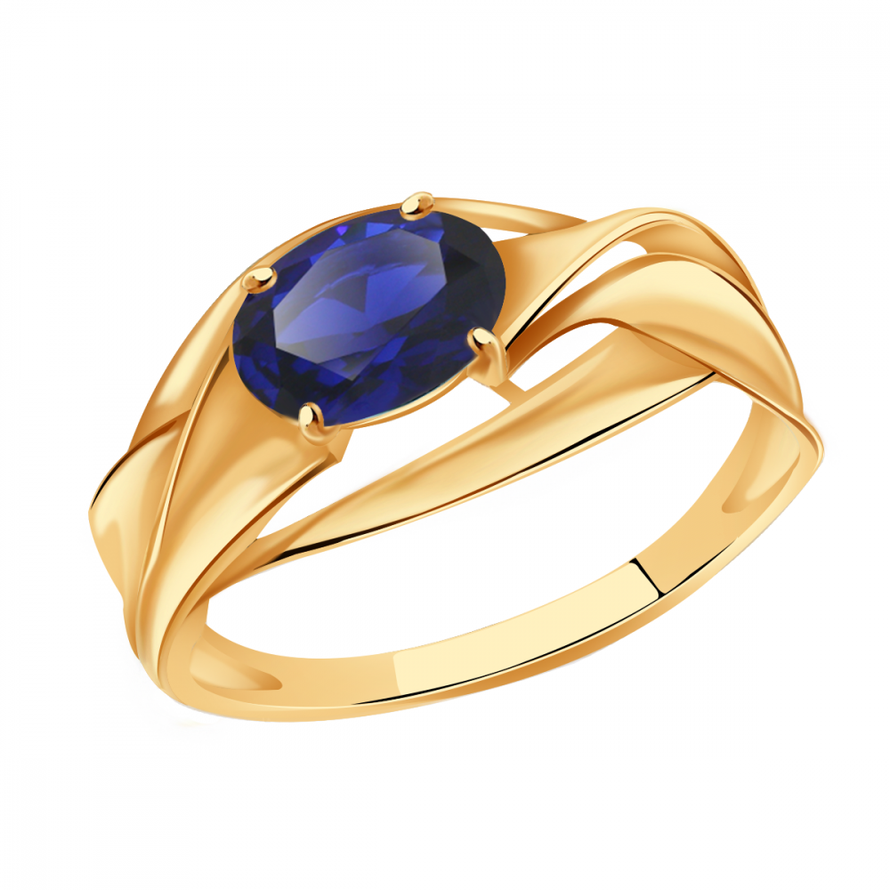 Золотое кольцо Александра с гидротермальным сапфиром