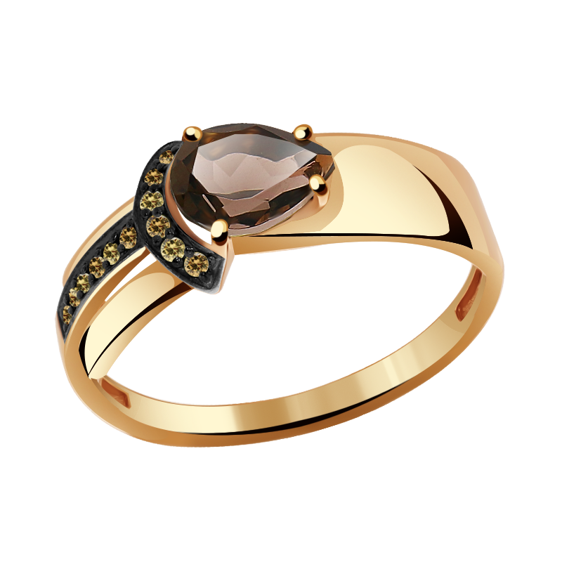 Золотое кольцо Александра с фианитом и раухтопазом