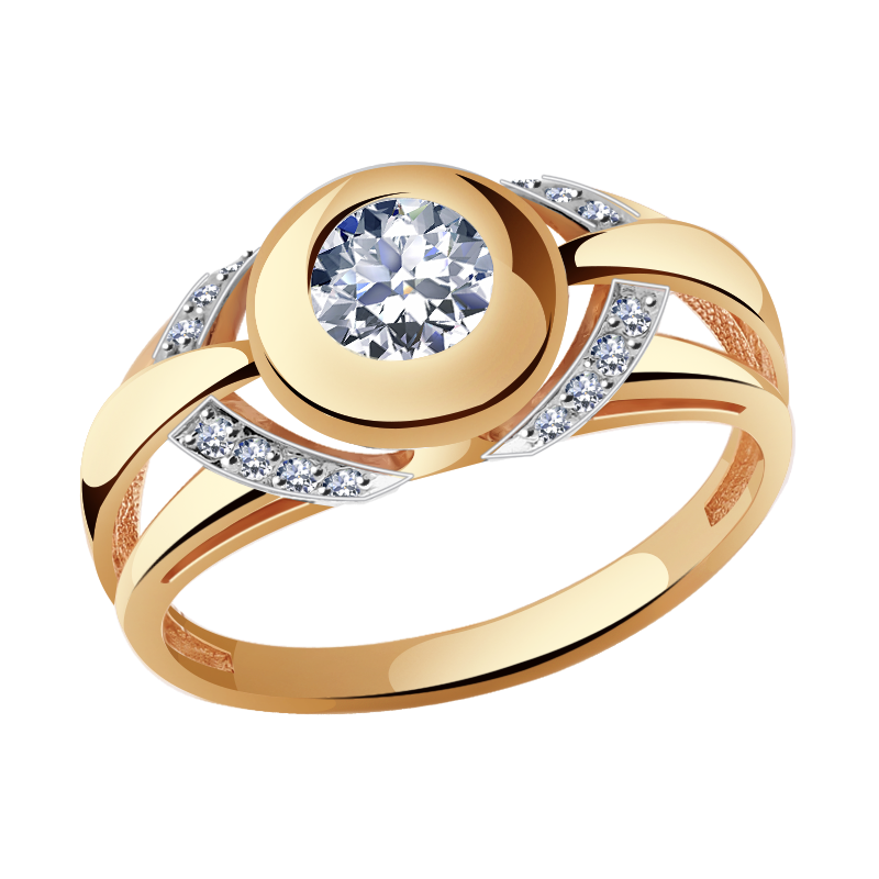 Золотое кольцо Александра с Swarovski