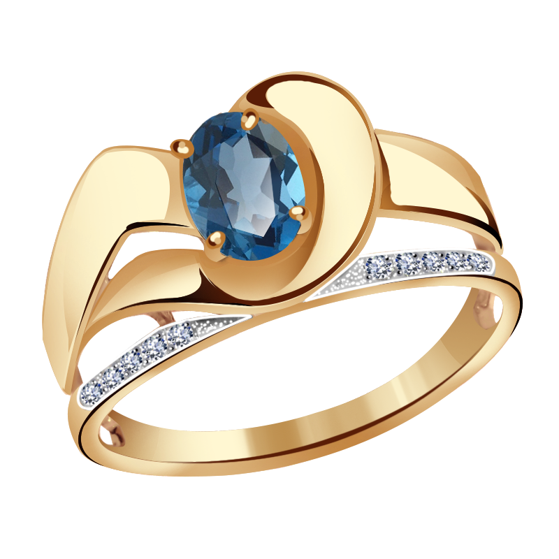 Золотое кольцо Александра с фианитом и Лондон топазом