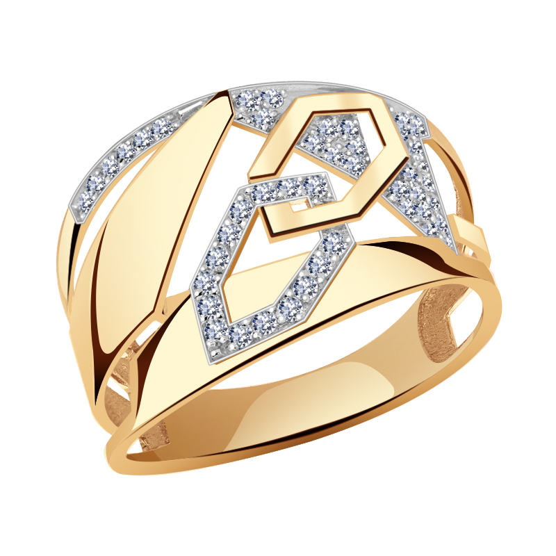 Золотое кольцо Александра с фианитом