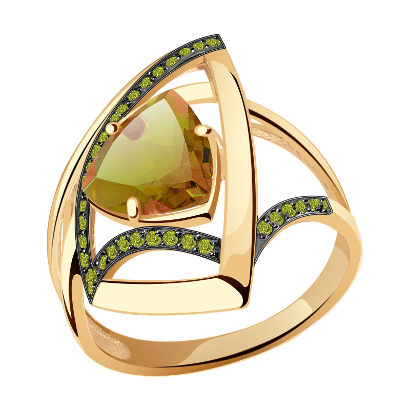 Золотое кольцо Александра с фианитом и султанитом