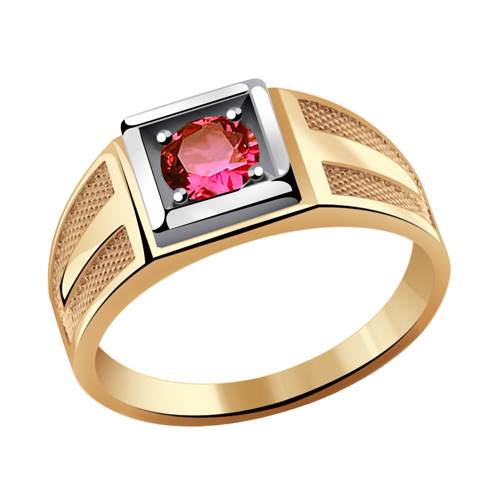 Золотое кольцо Александра с рубиновым корундом