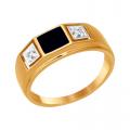 Золотое кольцо SOKOLOV с фианитом и эмалью