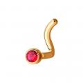 Золотой пирсинг в нос SOKOLOV с фианитом и рубиновым корундом