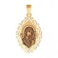 Золотая подвеска Иконка Божией Матери Казанская SOKOLOV с эмалью
