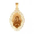 Золотая подвеска-иконка Божией Матери Семистрельная SOKOLOV с эмалью