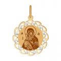Золотая подвеска Иконка Божией Матери Владимирская SOKOLOV