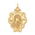 Золотая подвеска-иконка Божией Матери Казанская SOKOLOV с эмалью