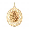 Золотая подвеска-иконка Божией Матери Владимирская SOKOLOV с эмалью