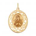 Золотая подвеска-иконка Божией Матери Семистрельная SOKOLOV с эмалью