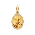 Золотая подвеска-иконка Святитель Николай Чудотворец SOKOLOV с эмалью