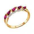 Золотое кольцо SOKOLOV с бриллиантом и рубином