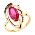 Золотое кольцо Diamant с рубиновым корундом