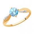 Золотое кольцо Diamant с топазом и фианитом